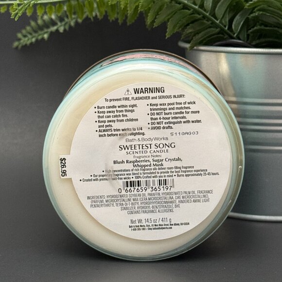 BBW Sweetest Song Bath & Body Works 3 Wick Candle - Picture 9 of 10